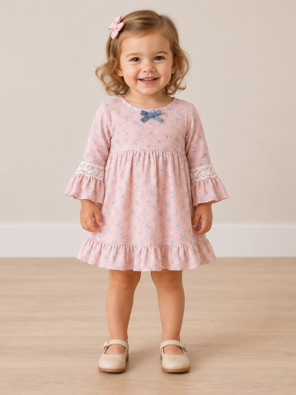 Good Lad Pink dress w velvet bow